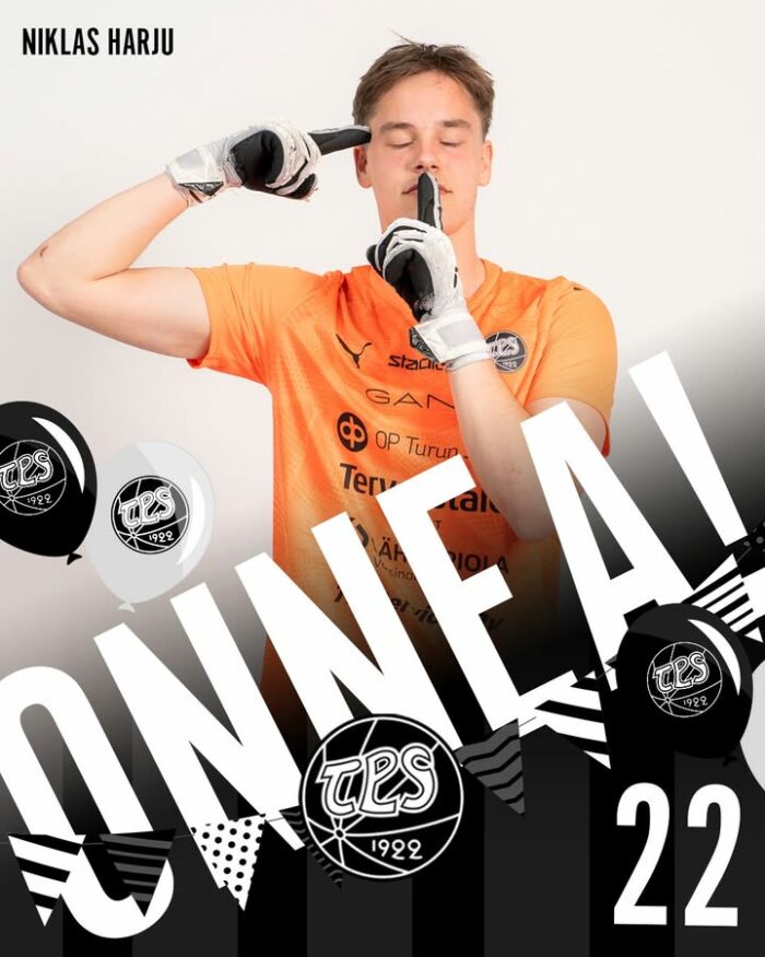 TPS-maalivahti Niklas Harju täyttää tänään 22 vuotta. Hyvää syntymäpäivää, Nikke! 🥳
